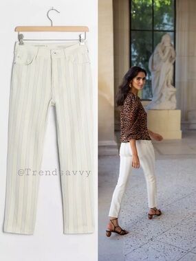 Anthropologie Pilcro Fleur Stripe Floral Slim Boyfriend Jeans 26 Boho NWT
